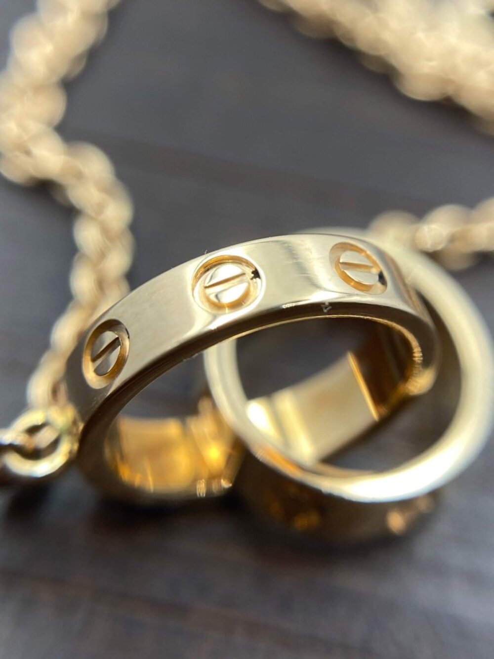 Authentic Cartier 18K Rose Gold Love Interlocking Double Ring Motif Bracelet - Picture 4 of 6